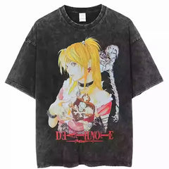 Death Note High-Street Washed Distressed Casual Sporty Light Luxury Men's Tees, Women's Short Tees & Couple Styles