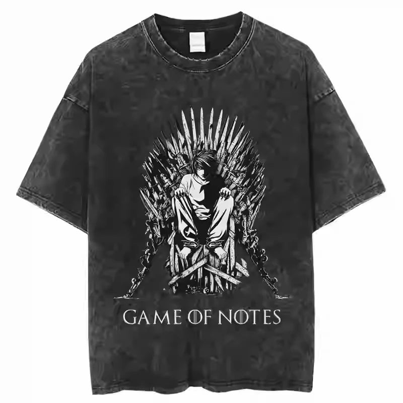 Death Note High-Street Washed Distressed Casual Sporty Light Luxury Men's Tees, Women's Short Tees & Couple Styles