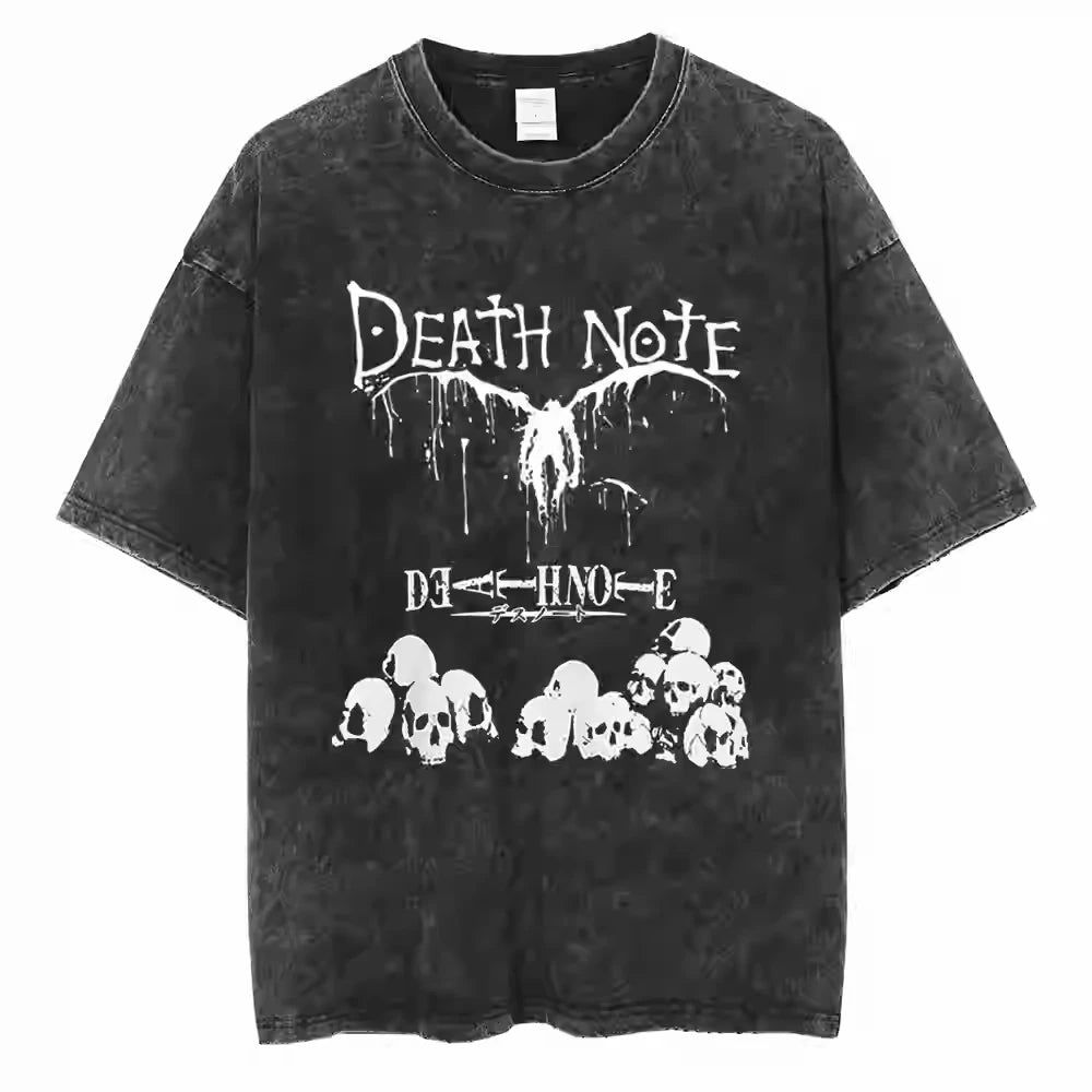Death Note High-Street Washed Distressed Casual Sporty Light Luxury Men's Tees, Women's Short Tees & Couple Styles