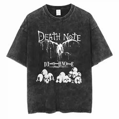 Death Note High-Street Washed Distressed Casual Sporty Light Luxury Men's Tees, Women's Short Tees & Couple Styles