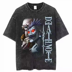 Death Note High-Street Washed Distressed Casual Sporty Light Luxury Men's Tees, Women's Short Tees & Couple Styles