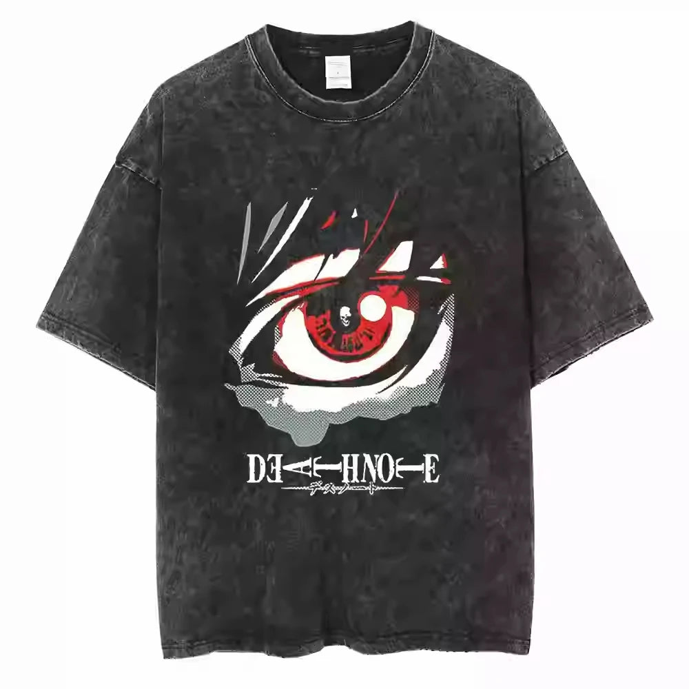 Death Note High-Street Washed Distressed Casual Sporty Light Luxury Men's Tees, Women's Short Tees & Couple Styles