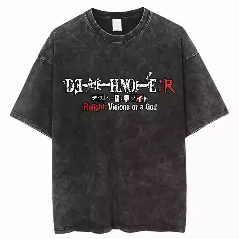 Death Note High-Street Washed Distressed Casual Sporty Light Luxury Men's Tees, Women's Short Tees & Couple Styles